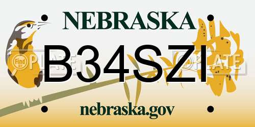 B34SZI Nebraska License Plate
