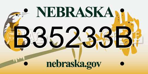 B35233B Nebraska License Plate