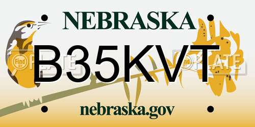 B35KVT Nebraska License Plate