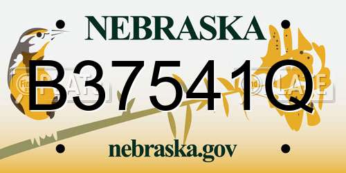 B37541Q Nebraska License Plate