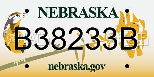 B38233B Nebraska License Plate