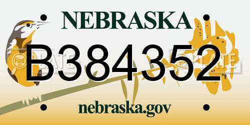 B384352 Nebraska License Plate