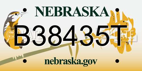 B38435T Nebraska License Plate