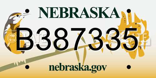 B387335 Nebraska License Plate
