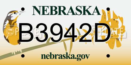 B3942D Nebraska License Plate