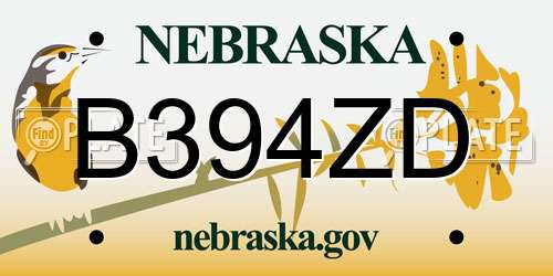 B394ZD Nebraska License Plate