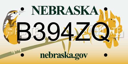 B394ZQ Nebraska License Plate