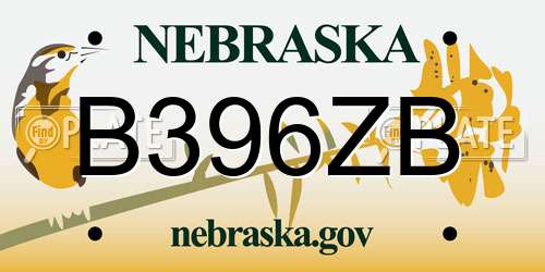 B396ZB Nebraska License Plate