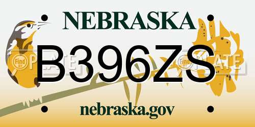 B396ZS Nebraska License Plate