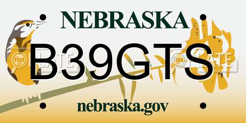 B39GTS Nebraska License Plate