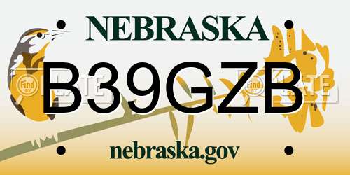 B39GZB Nebraska License Plate