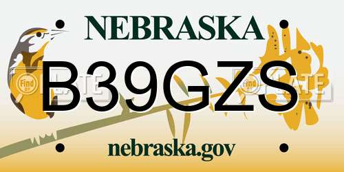 B39GZS Nebraska License Plate