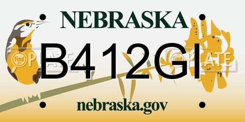 B412GI Nebraska License Plate