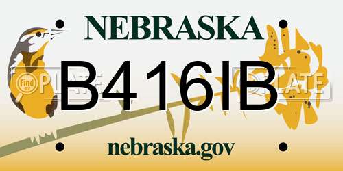 B416IB Nebraska License Plate