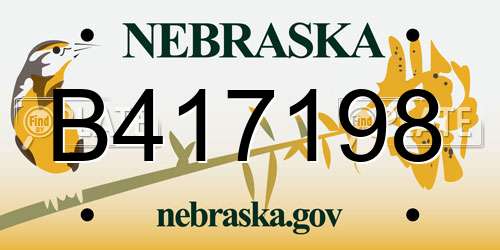 B417198 Nebraska License Plate
