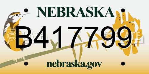 B417799 Nebraska License Plate