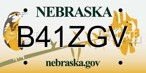 B41ZGV Nebraska License Plate