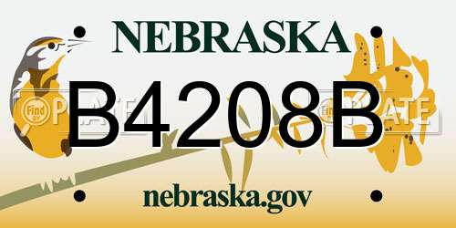 B4208B Nebraska License Plate