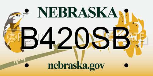 B420SB Nebraska License Plate
