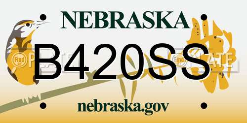 B420SS Nebraska License Plate