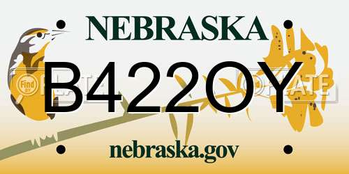 B422OY Nebraska License Plate