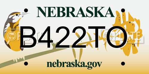 B422TO Nebraska License Plate