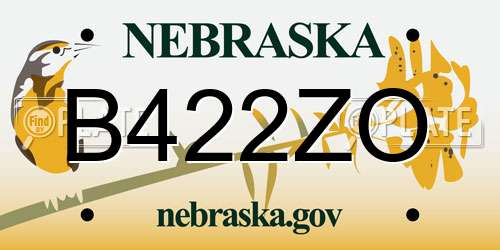 B422ZO Nebraska License Plate