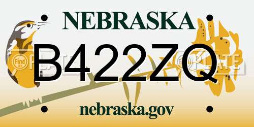 B422ZQ Nebraska License Plate
