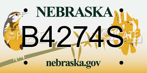 B4274S Nebraska License Plate