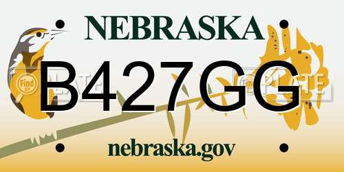 B427GG Nebraska License Plate