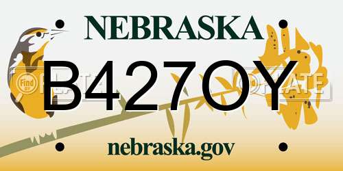 B427OY Nebraska License Plate
