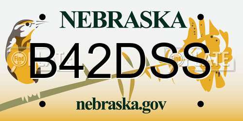 B42DSS Nebraska License Plate