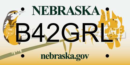 B42GRL Nebraska License Plate