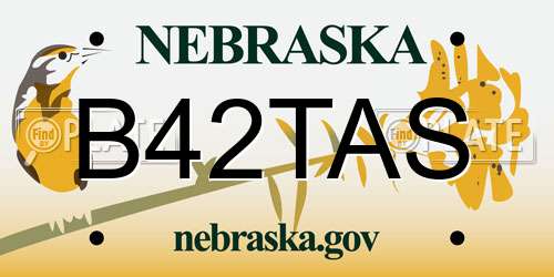 B42TAS Nebraska License Plate