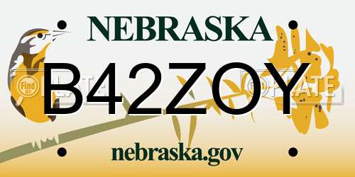 B42ZOY Nebraska License Plate