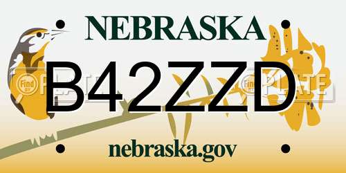 B42ZZD Nebraska License Plate