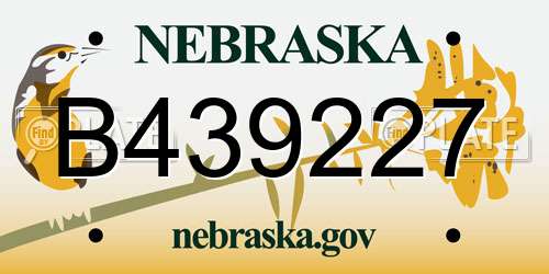 B439227 Nebraska License Plate