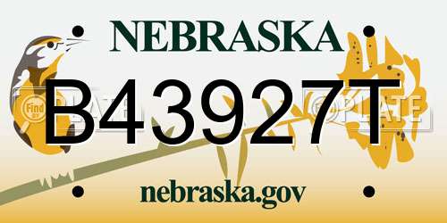 B43927T Nebraska License Plate