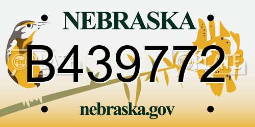 B439772 Nebraska License Plate