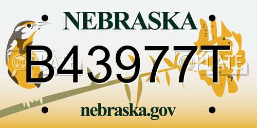 B43977T Nebraska License Plate