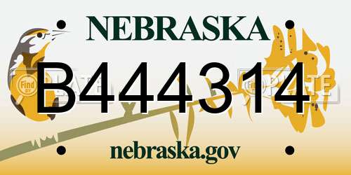 B444314 Nebraska License Plate