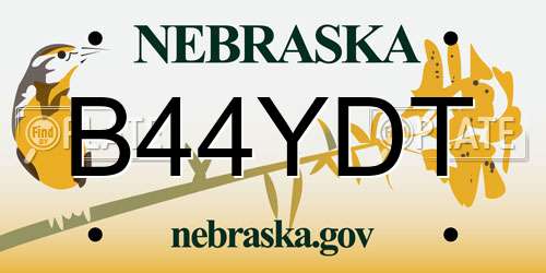 B44YDT Nebraska License Plate