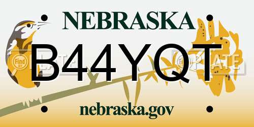 B44YQT Nebraska License Plate