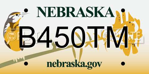 B450TM Nebraska License Plate