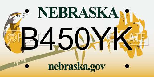 B450YK Nebraska License Plate