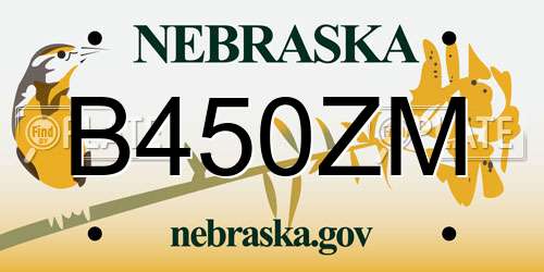 B450ZM Nebraska License Plate