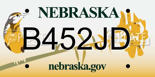 B452JD Nebraska License Plate