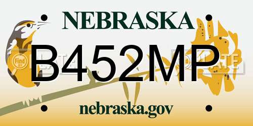 B452MP Nebraska License Plate