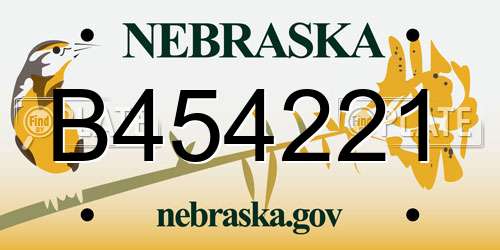 B454221 Nebraska License Plate
