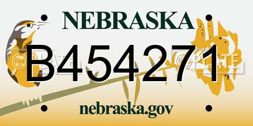 B454271 Nebraska License Plate